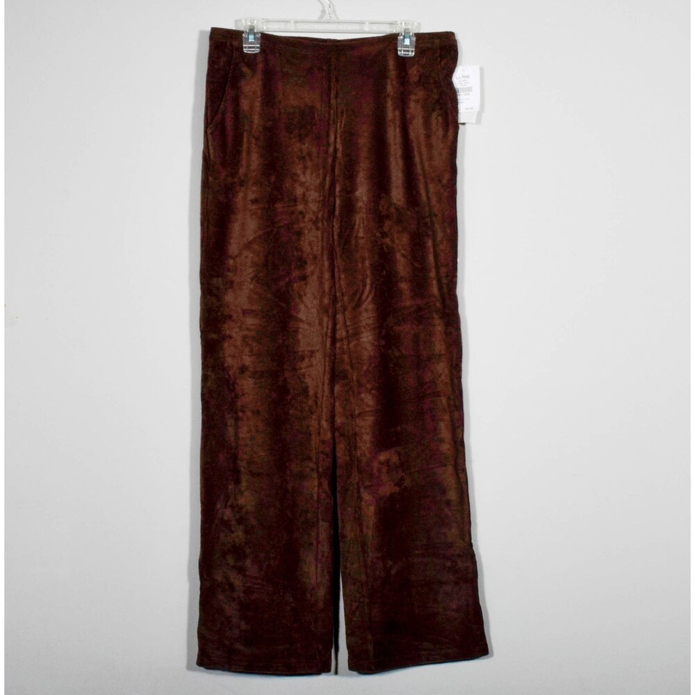 L.L. Bean Perfect Fit Pull On Knit Corduroy Pants - Black Coffee Brown Sz L M/T